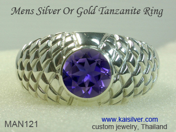 tanzanite silver or gold ring for men 