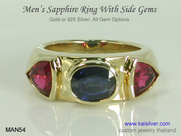 multi gemstone gold ring for men