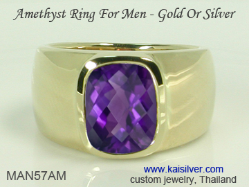 amethyst gemstone ring for men