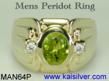 mens green peridot gemstone ring
