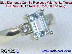 aquamarine gold ring with diamonds