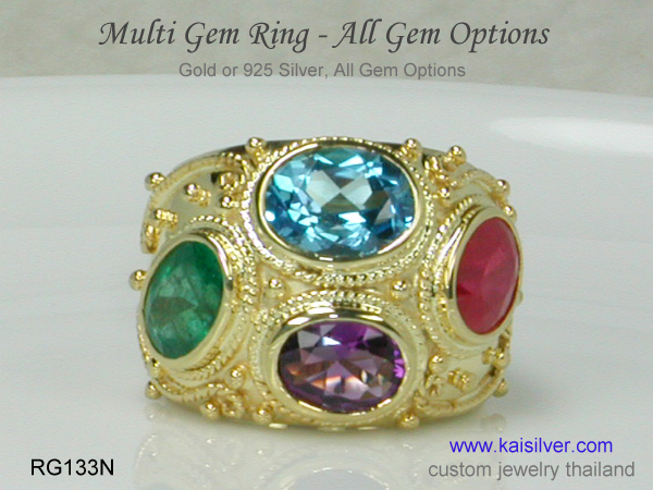 ring with many stones gems