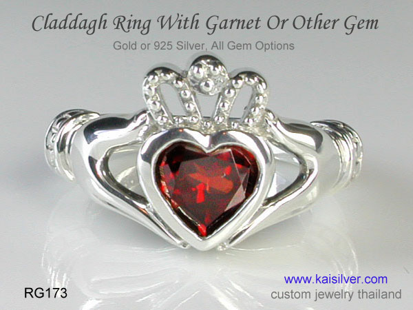 gold or sterling silver claddagh ring 