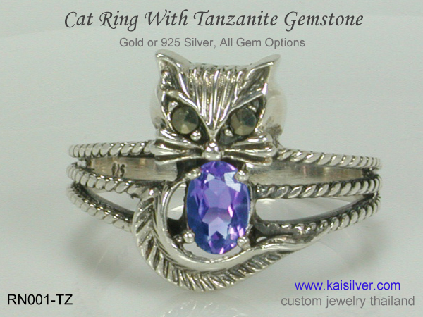 tanzanite silver ring cat 
