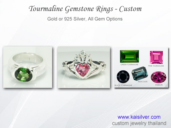 Thailand gemstone rings tourmaline