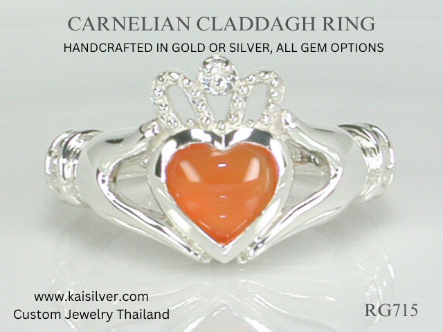 claddagh gemstone ring carnelian