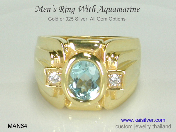 aquamarine men's ring custom made