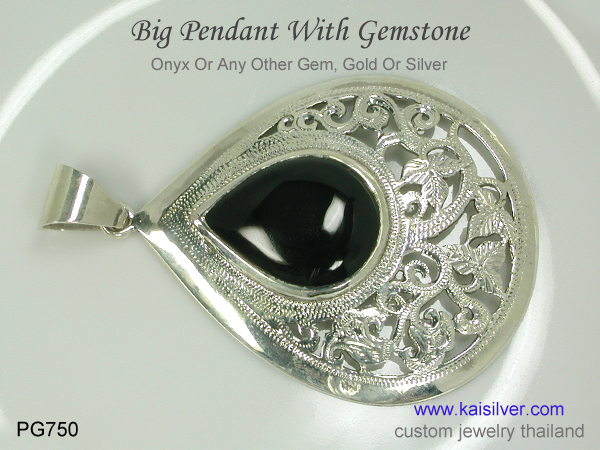 onyx pendant silver or gold