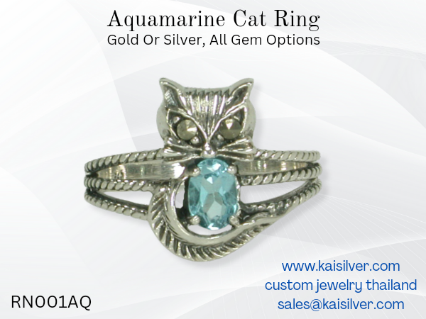 aquamarine gemstone ring cat